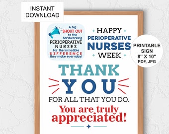 Perioperative Nurse Week sign printable / Perioperative Nurses Week poster / Perioperative nurse week gifts / Perioperative nurse week decor