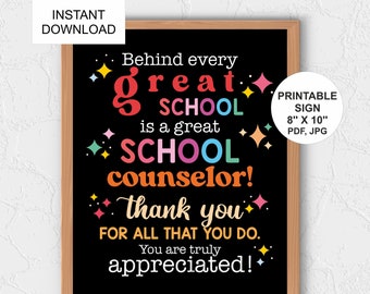 School Counselor appreciation poster printable / School Counselor thank you gift / School Counselor Week / Counseling Week / appreciation