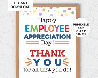 Employee appreciation day poster printable / Employee thank you sign / Employee day / Employee appreciation day gifts / Employee day poster
