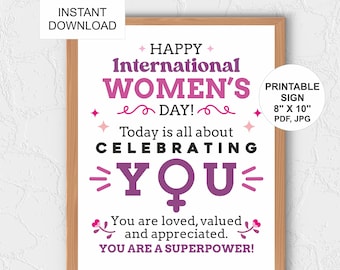 Women's Day Poster printable / Happy International Women's Day poster / Women's Day sign / Women's Day 2024 / Women's day gift / PDF and JPG
