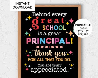 Principal appreciation sign printable / School Principal day sign / School principal thank you poster / Principal day gift / Principal gift