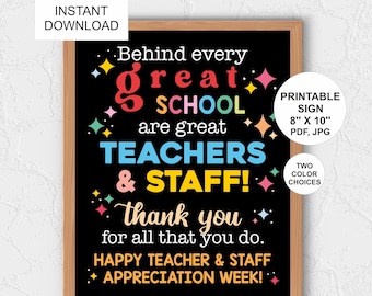 Teacher appreciation week sign printable / Teacher and Staff Appreciation week poster / Teachers and staff appreciation / Teachers thank you