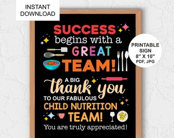 School Cafeteria appreciation sign / Child Nutrition team sign / School Lunch Hero day sign / Cafeteria day sign / School Lunch lady day PDF