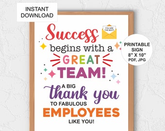 Employee thank you sign printable / Employee thank you poster / Employee appreciation sign / Employee appreciation day sign / Employee gifts