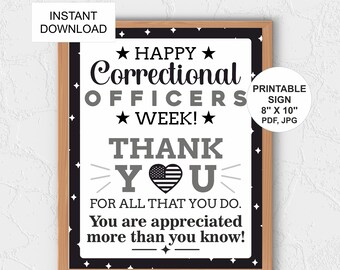 Correctional officers week sign printable / Correctional office week poster / Detention officer week / Correctional officer gifts / PDF JPG