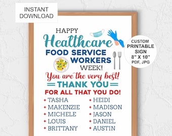 Personalised Healthcare Food service worker appreciation week sign printable / Food service week sign Food service worker week sign / poster