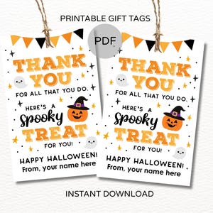 Halloween appreciation tag printable / Halloween treat tags / Halloween thank you tag / Staff appreciation / Halloween employee appreciation