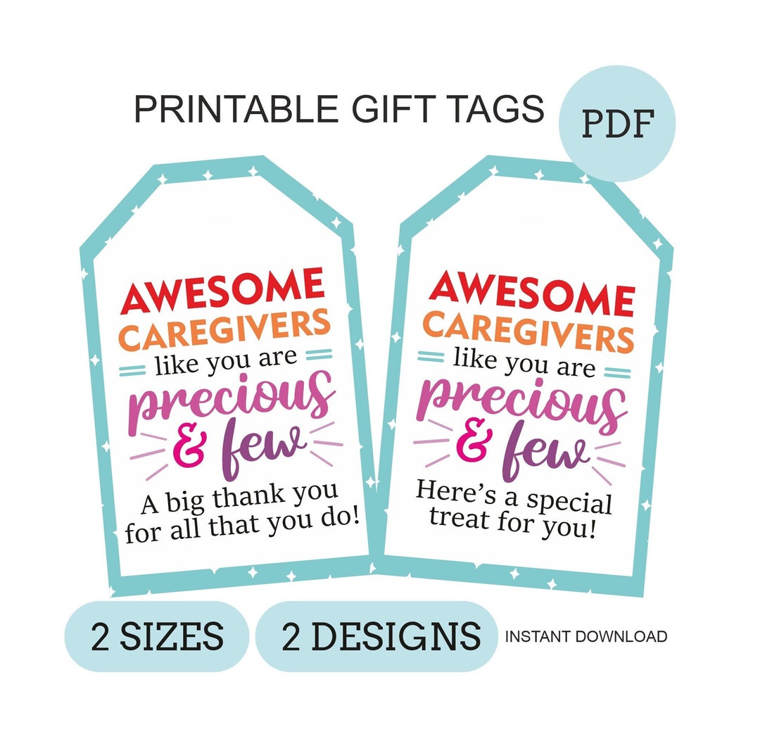 Caregiver Printable Tags / Caregiver Gift Tags / Caregiver Appreciation ...