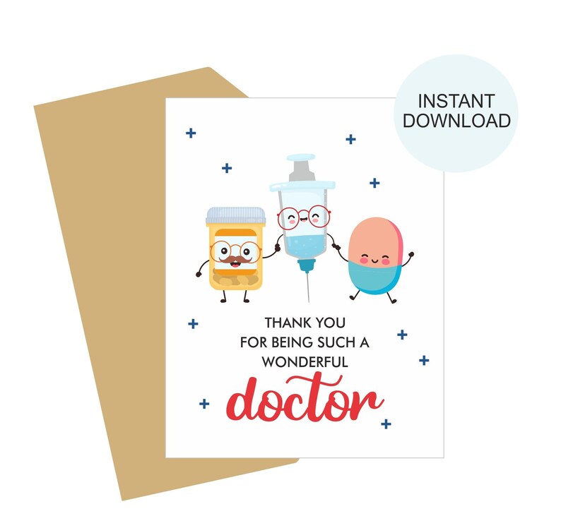 Doctor Appreciation Card Printable / Doctor Thank You Card / Etsy