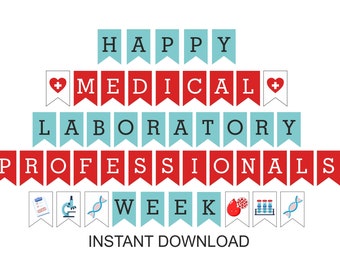 Happy Medical Laboratory Professionals Week banner Printable / Happy Lab Week banner / Happy Laboratory Professionals Week banner / PDF