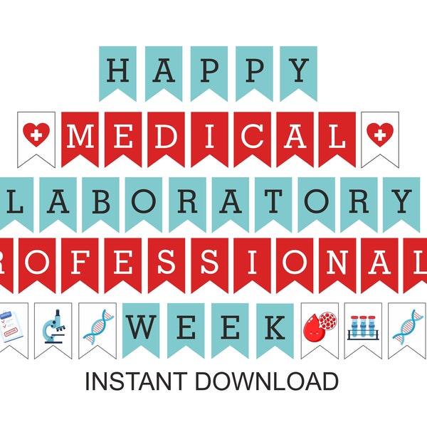 Happy Medical Laboratory Professionals Week banner Printable / Happy Lab Week banner / Happy Laboratory Professionals Week banner / PDF