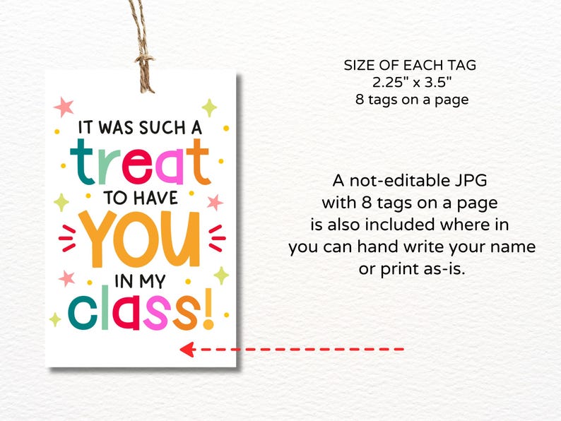 Last Day of School Student Treat Tags Printable / Year End Student Gift ...