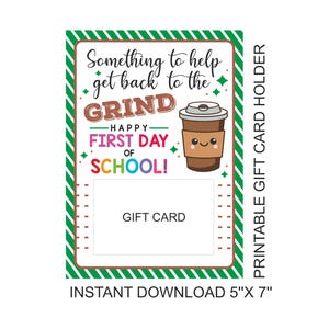 Schulanfang Kaffee Geschenkkartenhalter / Schulkaffee Geschenkkartenhülle / Kaffee für die Schule / Kaffee für die Schule PDF