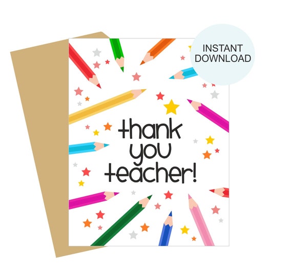 Teacher Thank You Card Printable / Thank You Teacher Card | Etsy