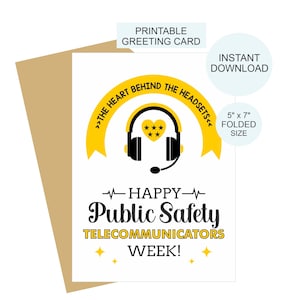 Weekkaart openbare veiligheid afdrukbaar / Telecommunicator-weekwenskaart / Weekcadeaus telecommunicators pdf