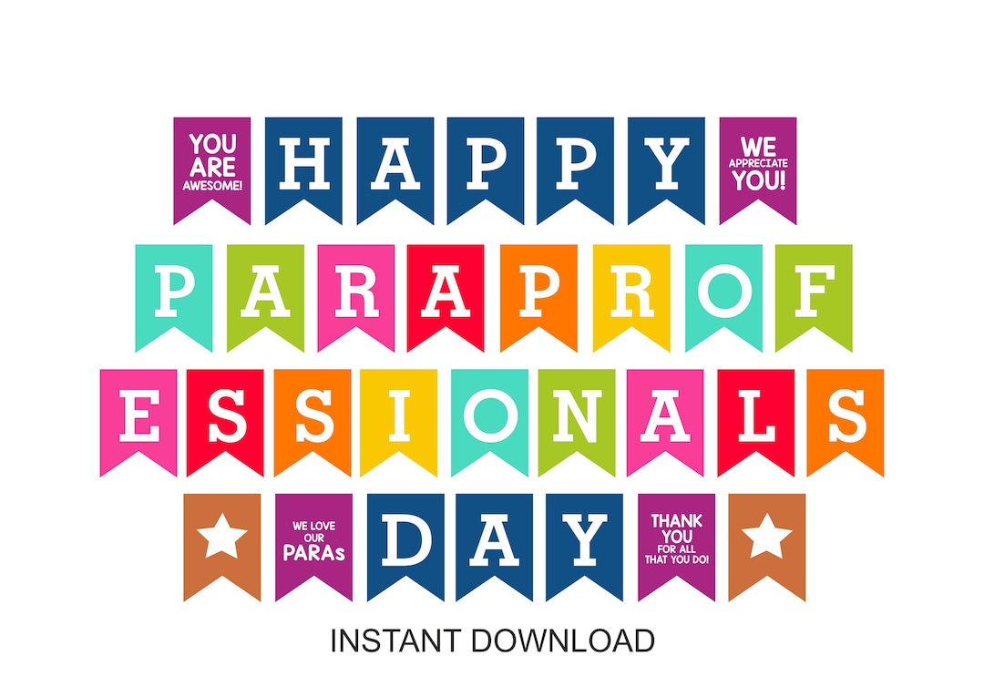 Happy Paraprofessionals Day Banner Printable / Etsy