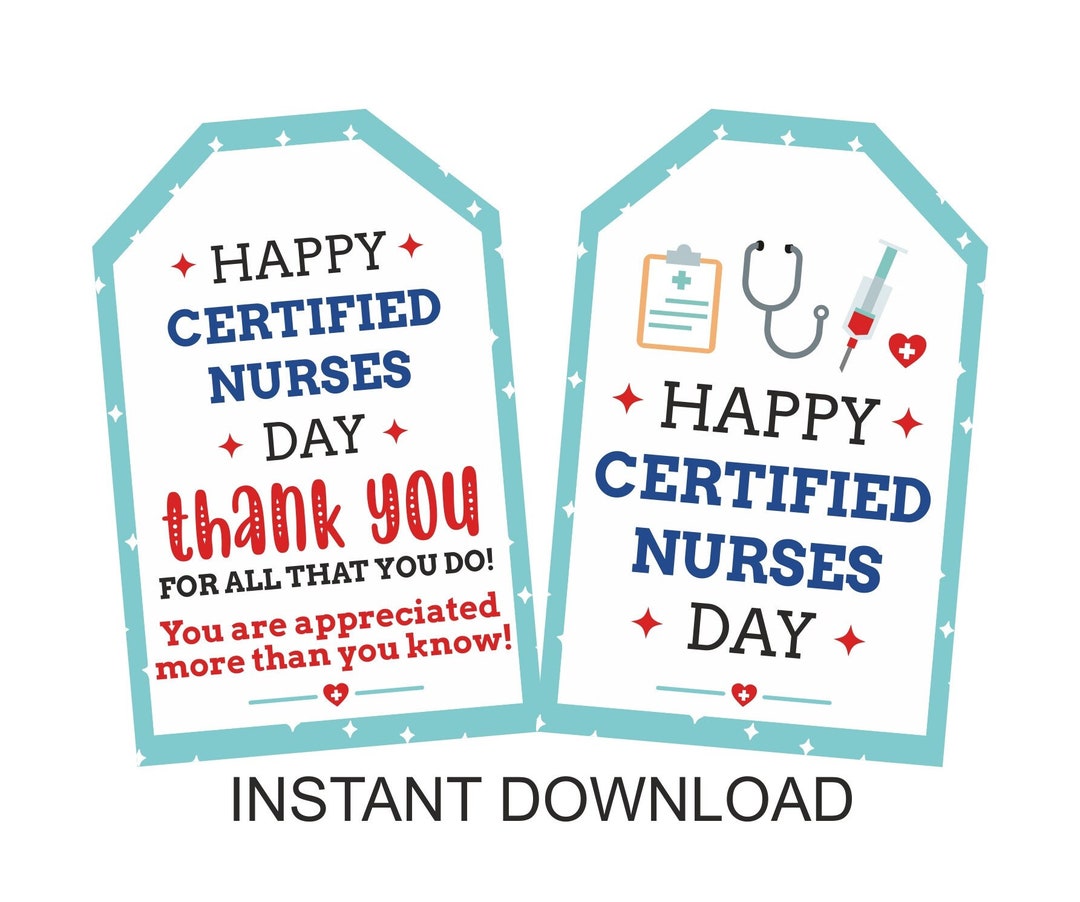 Certified Nurses Day Tag Printable / Happy Certified Nurse Day Tag