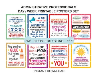 Administrative Professionals Day signs set of 9 printable / Admins Day Poster / Administrative Professionals day poster / Admin day decor