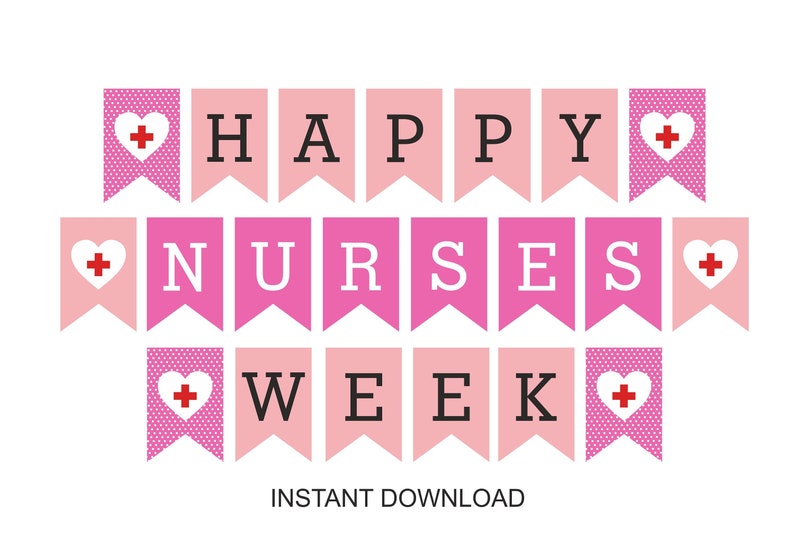 Bannière rose Happy Nurses Week imprimable / PDF image 1