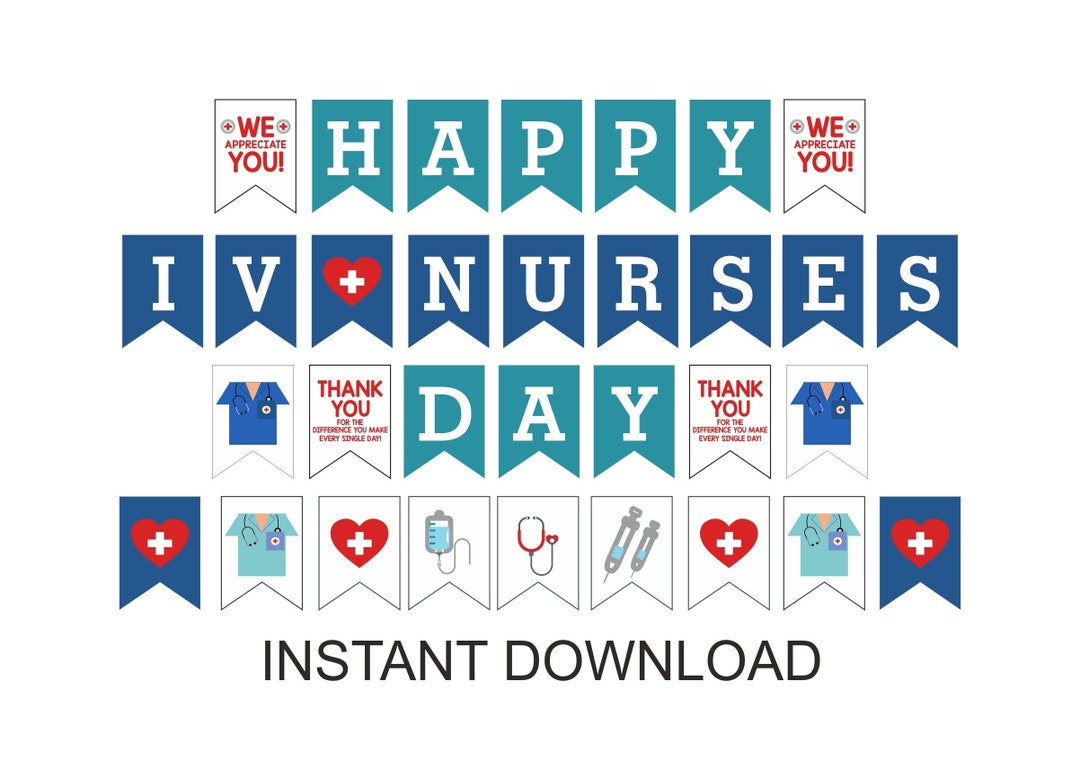 Happy IV Nurse Day Banner Printable / IV Nurses Gift / IV Nurses Day