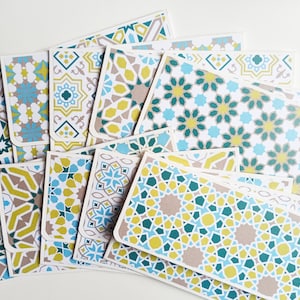 10 envelopes Eid / Envelopes de dinheiro com padrões islâmicos variados / Envelopes de dinheiro Eid / Envelopes Eid Mubarak / Envelopes azuis / Conjunto de 10