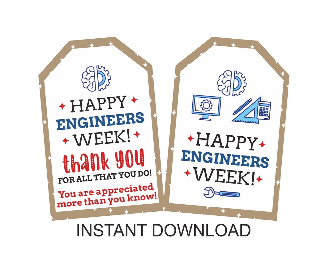 Engineers Week Gift Tags Printable / Engineer Gift Tag / Engineer Week Favor Tags / Engineer