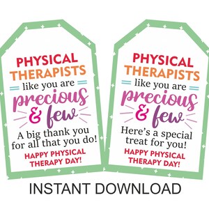 Physical Therapy Day Gift Tags Printable / Physical Therapist Thank You ...