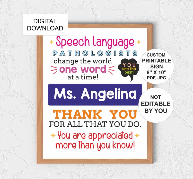 Personalised SLP Poster Printable / Personalised Speech Language ...