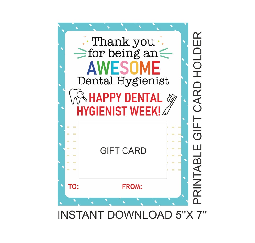 Dental Hygienist Gift Card Holder Printable / Dental Hygienist Week Gift Card Holder / Dental