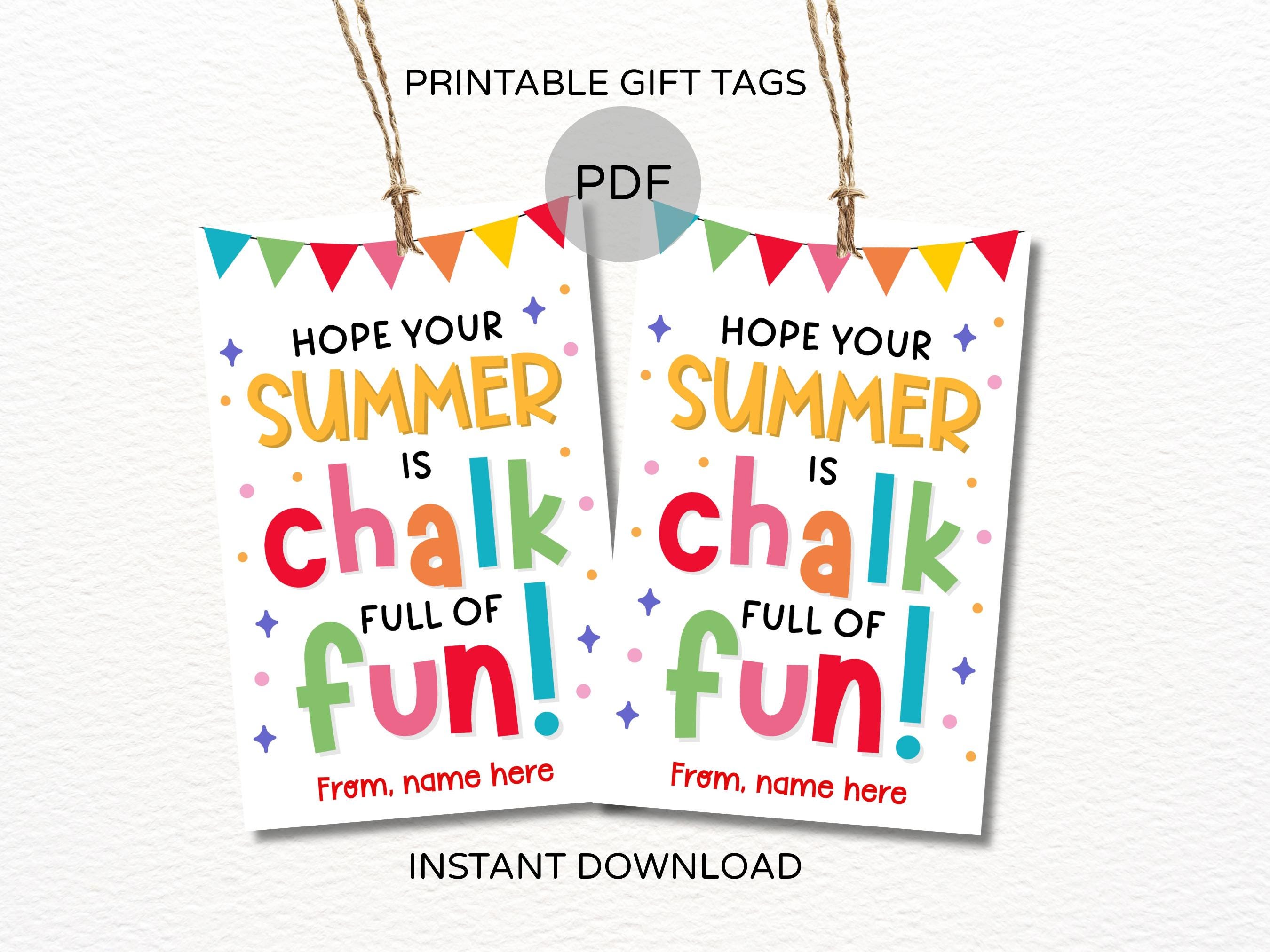 Summer Chalk Gift Tags Printable / End of School Year Chalk Tag / Year ...
