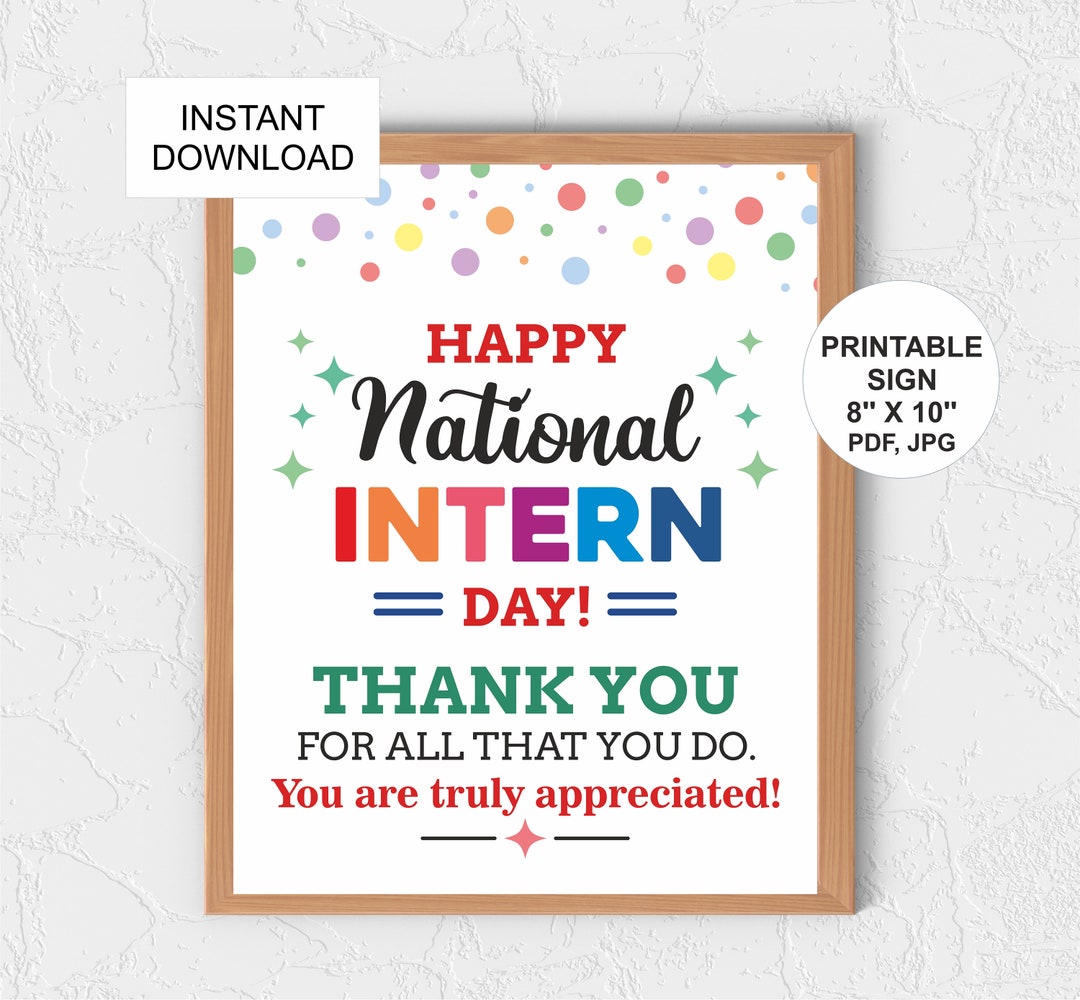 Happy Intern Day Sign Printable / Intern Day Poster Printable / Intern