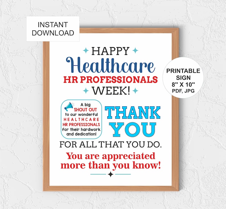 Healthcare HR Week Sign Printable / Healthcare Human Resources Week ...