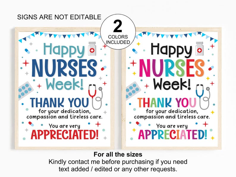Nurses Week Script Font BIG Nurses Week Sign Printable / Nurses Week Poster / Nurses Week ...