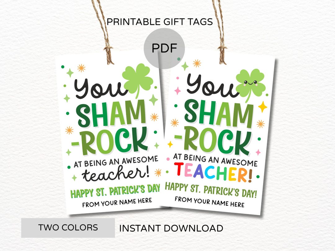 St Patricks Day Teacher Gift Tags Printable / St Patricks Day Teacher ...