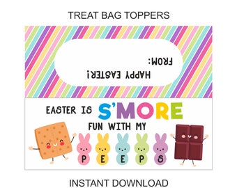 Easter Smore bag toppers printable / Printable Easter S'more bag toppers / Easter classroom gifts / Printable Easter Smores bag toppers PDF