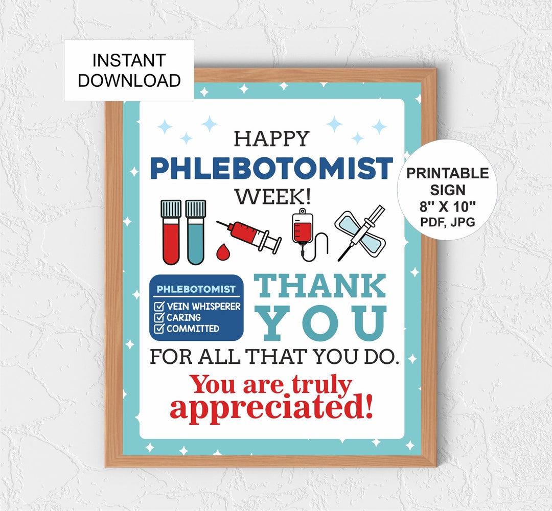 Phlebotomist Week Sign Printable / Phlebotomists Week Poster