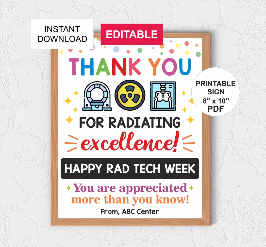 Editable Rad Tech Week Sign Printable / Editable Radiologic Tech Week ...