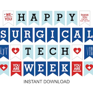 Surgical tech week banner printable / Surgical tech banner / Surgical Tech Week decorations / Surgical Technologist Week banner / PDF
