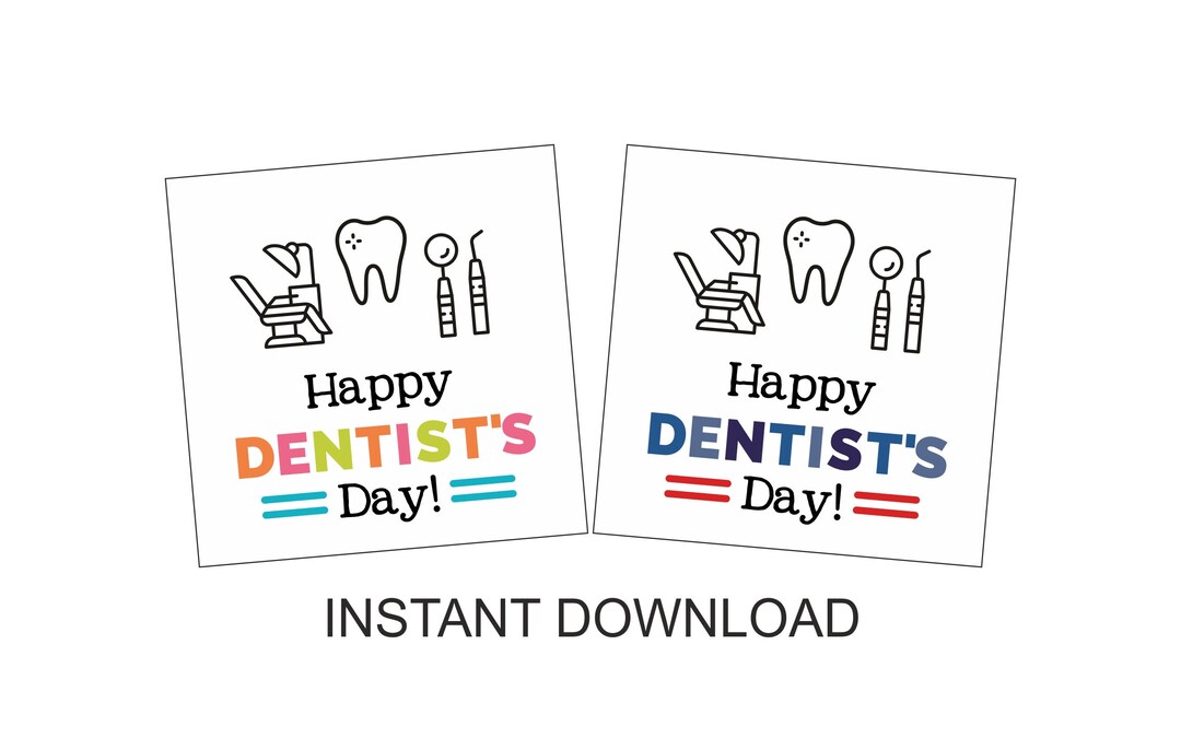 Dentist Day Stickers Printable / Dentist Gift Tags Printable / Etsy