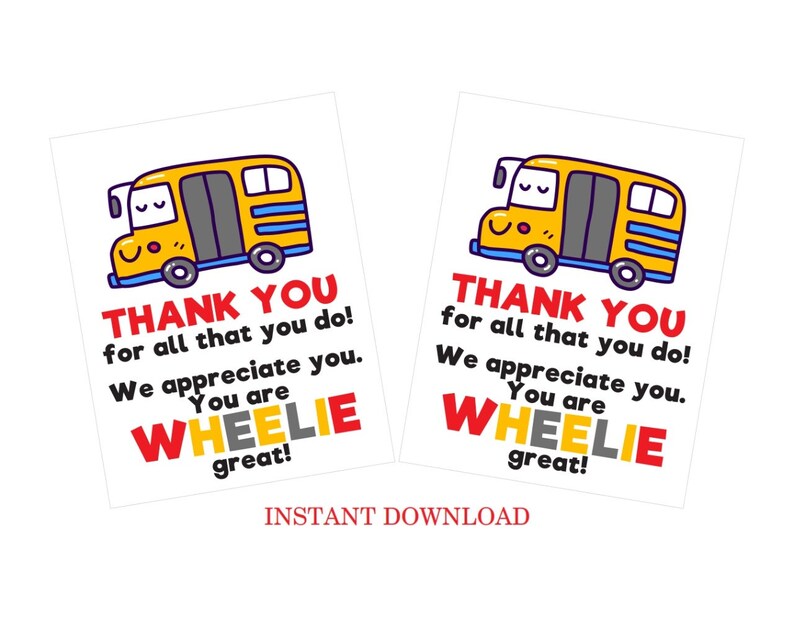 Bus Driver Appreciation Tag Printable / Bus Driver Etsy