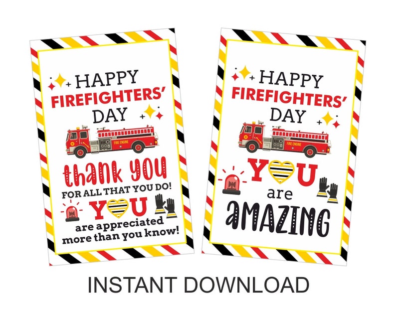 Firefighter Day Gift Tags Printable / Firefighter Appreciation Etsy