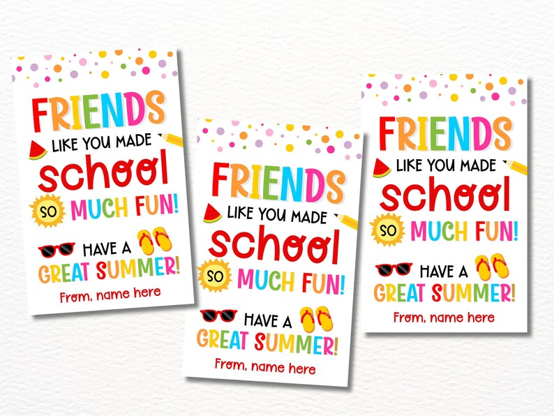 Last Day of School Friend Gift Tags Printable / Friend Summer Tag ...