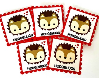 Mini Hedgehug card / Valentine hedgehog cards for kids / Kids' Valentine's day cards / Kids valentine cards / Valentine cards for kids / 10
