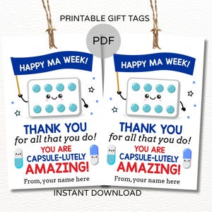 MA week gift tag printable / Cute Medical Assistant week tag / Medical assistant appreciation week gift / MA week tags / MA appreciation tag