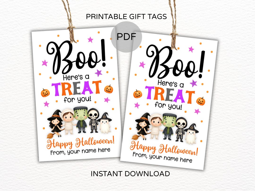 Boo Here's a Treat for You Tags Printable / Halloween Boo Tags ...
