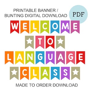 Banner personalizado de boas-vindas à aula para impressão / Banner personalizado para sala de aula / Banner personalizado de boas-vindas de volta à escola Banner personalizado para sala de aula em PDF