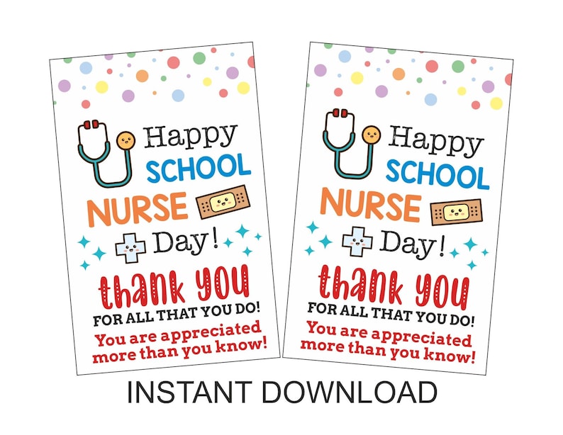 School Nurse Appreciation Tag Printable / School Nurse Gift / Etsy