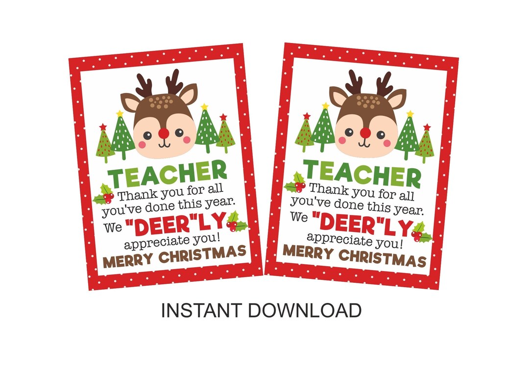 Christmas Teacher Tags Printable / Holiday Teacher Tags - Etsy