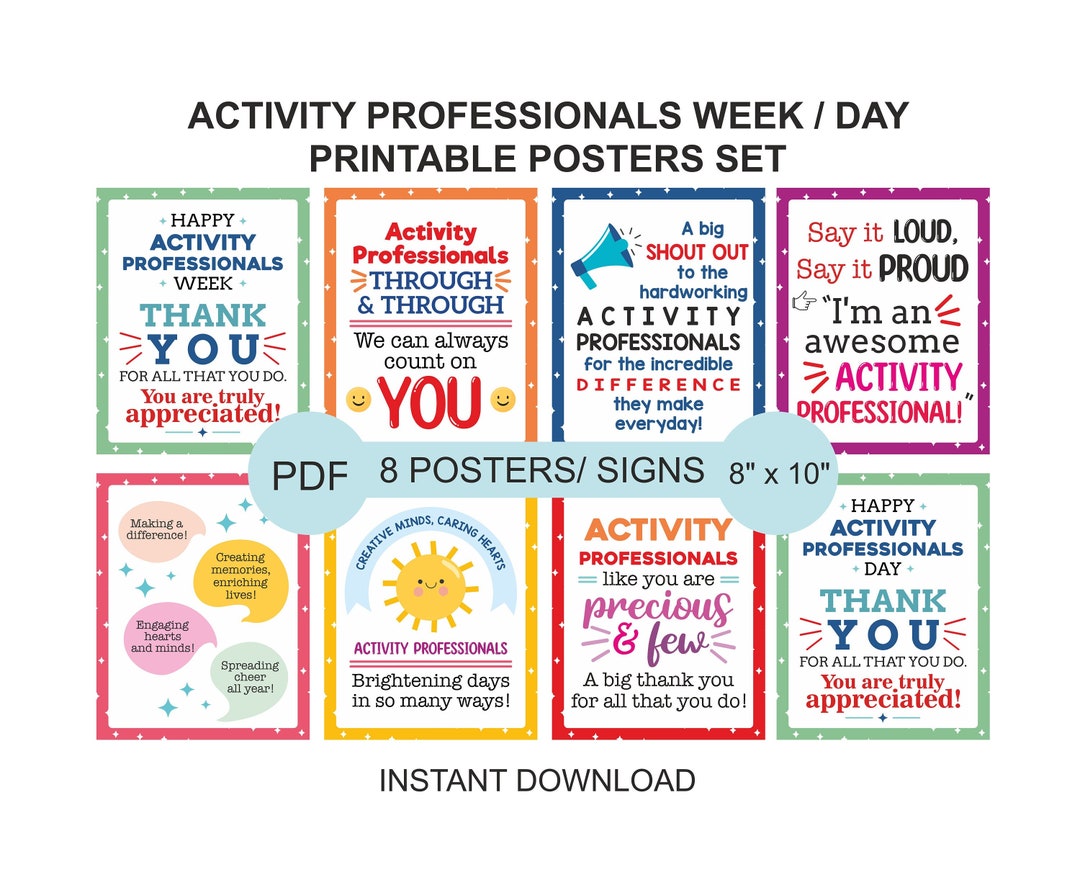 Activity Professional Week Signs Printable / Activity Professionals