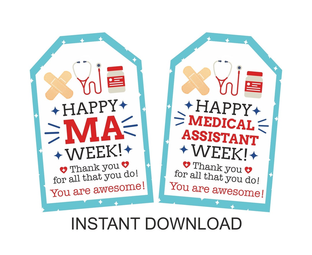 MA Week Tag Printable / Medical Assistant Week Gift Tags / Happy Ma